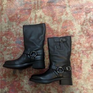 Steve Madden Black Leather Biker Boots. NEVER WORN